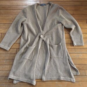 EUC Signature Weekend Beige Open-Front Cardigan